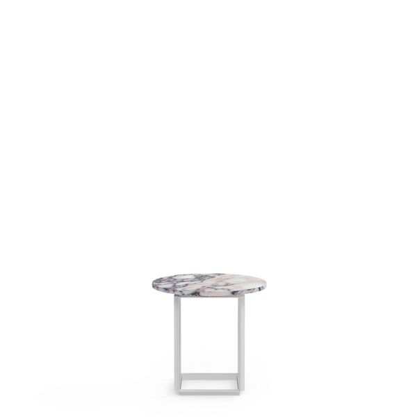 Mesa Auxiliar Florence de , Ø50, Mármol Blanco Viola con Marco Blanco.