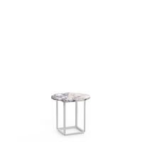 Florence Side Table Ø50 White Viola Marble with White Frame