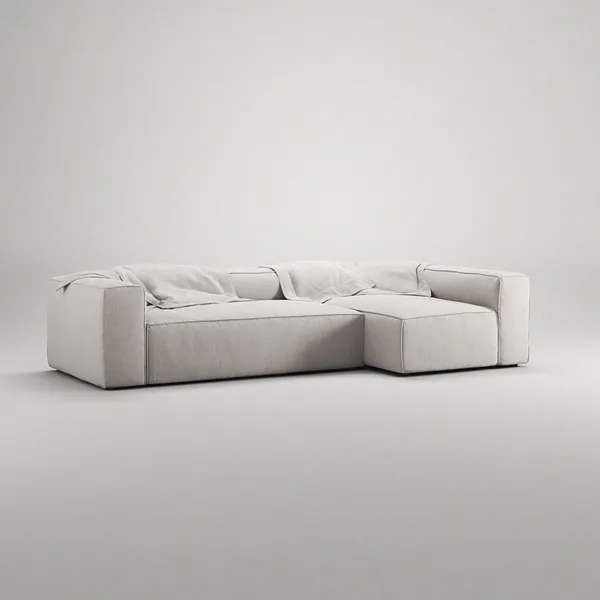 Grand 4-sitssoffa Divan Höger Moonwhite