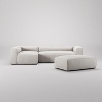 Grand 4-Seater Sofa Chaise Open End with Footstool Left Moonwhite