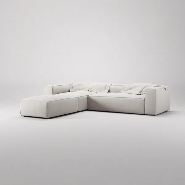 Grand 4-Seater Sofa Chaise Open End with Footstool Left Moonwhite