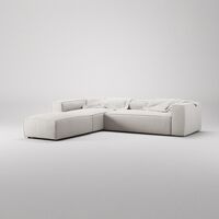 Grand 4-Seater Sofa Chaise Open End with Footstool Left Moonwhite