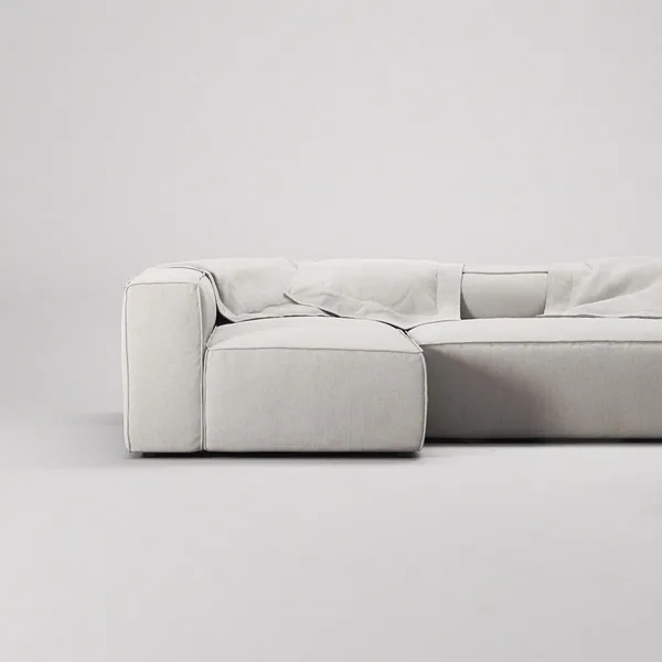 Grand 4-Seater Sofa Chaise Open End with Footstool Left Moonwhite