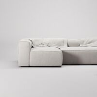 Grand 4-Seater Sofa Chaise Open End with Footstool Left Moonwhite
