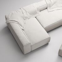 Grand 4-Seater Sofa Chaise Open End with Footstool Left Moonwhite