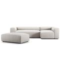 Grand 4-Seater Sofa Chaise Open End with Footstool Right Moonwhite