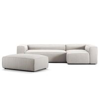 Grand 4-Seater Sofa Chaise Open End with Footstool Right Moonwhite