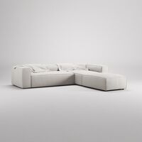Grand 4-Seater Sofa Chaise Open End with Footstool Right Moonwhite