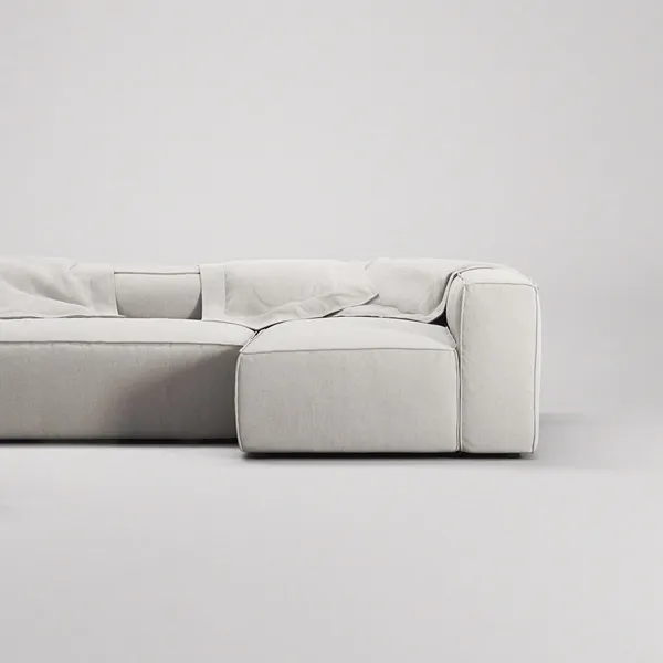 Grand 4-Seater Sofa Chaise Open End with Footstool Right Moonwhite
