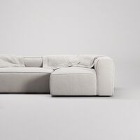 Grand 4-Seater Sofa Chaise Open End with Footstool Right Moonwhite