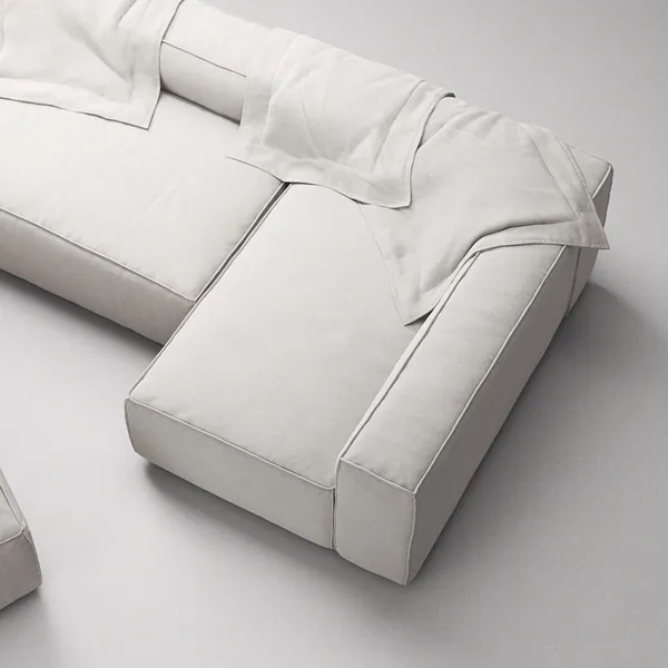 Grand 4-Seater Sofa Chaise Open End with Footstool Right Moonwhite