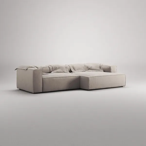 Grand 3-Seater Sofa Chaise Longue Right Sandshell/ Beige