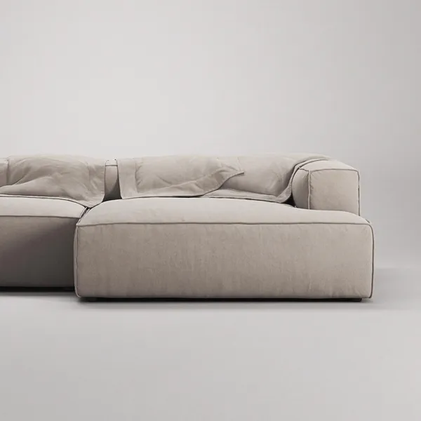 Grand 3-Seater Sofa Chaise Longue Right Sandshell/ Beige