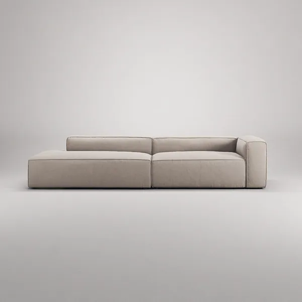 Grand 3-zitsbank met Open Uiteinde Links, Zandkleur/ Beige