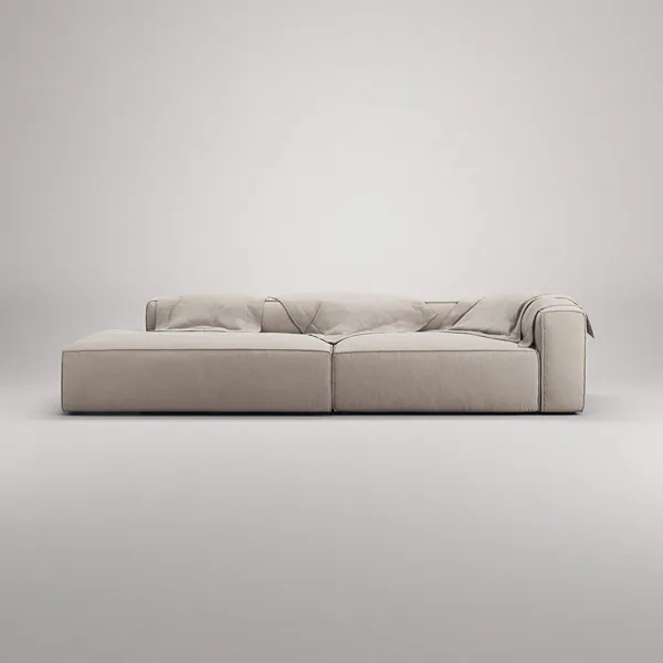 Grand 3-zitsbank met Open Uiteinde Links, Zandkleur/ Beige