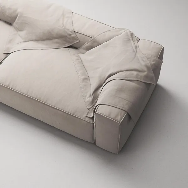Grand 3-zitsbank met Open Uiteinde Links, Zandkleur/ Beige