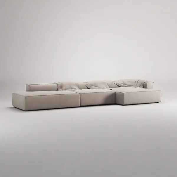 Divano Grand 5 Posti Aperto A Sinistra Color Sabbia/ Beige