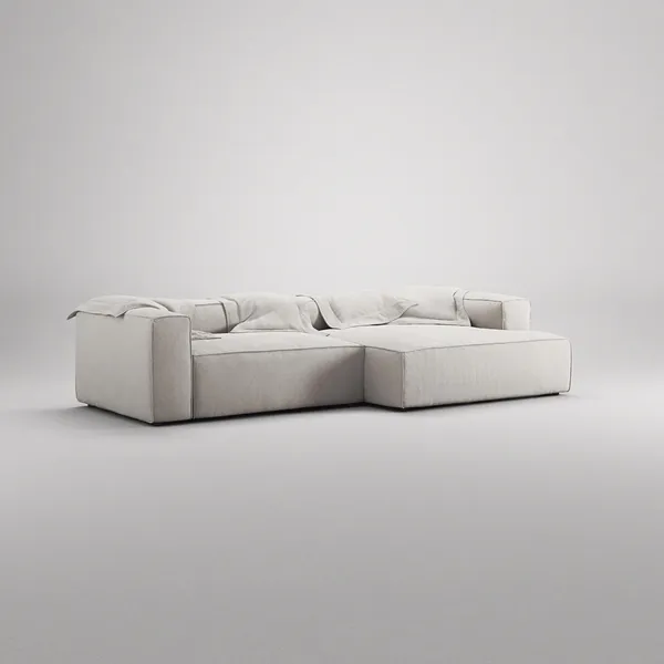 Grand 3-Seater Sofa Chaise Longue Right Moonwhite