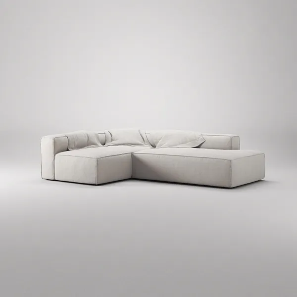 Grand 3-Seater Lounge Sofa Open End Right Moonwhite