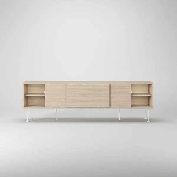 Vogue TV Bench With Legs 180 White Pigmented Oak/ White