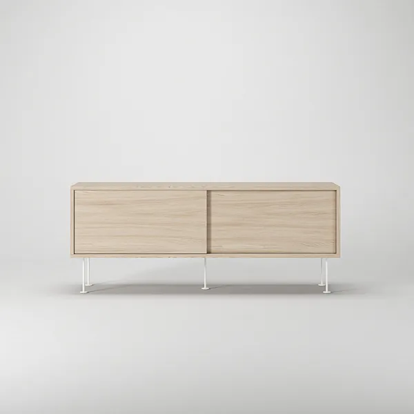 Vogue TV Bench With Legs 136 White Pigmented Oak/ White