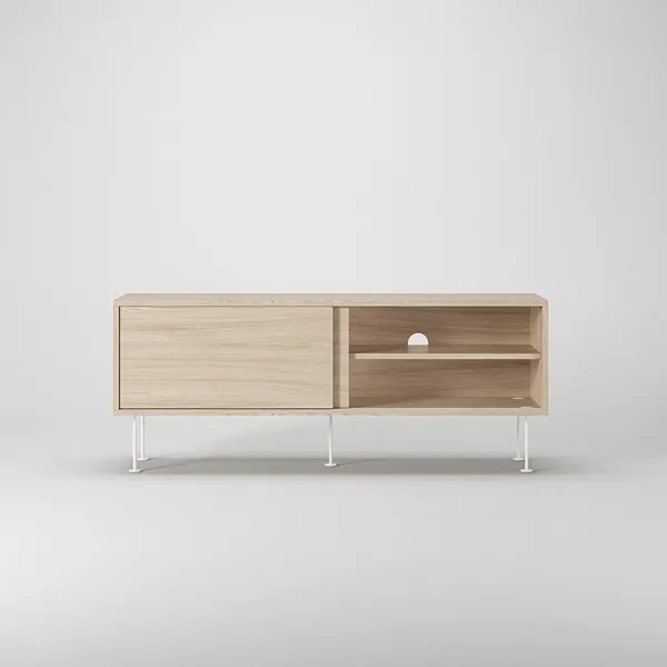 Vogue TV Bench With Legs 136 White Pigmented Oak/ White