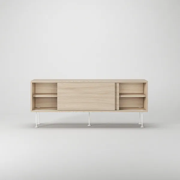 Vogue TV Bench With Legs 136 White Pigmented Oak/ White