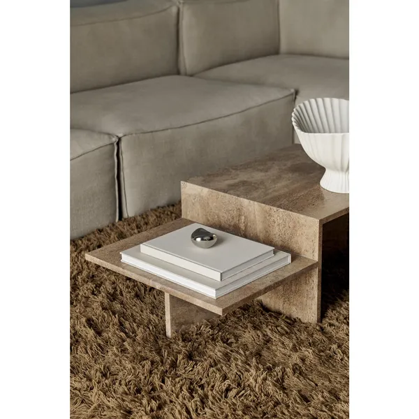 Distinct Coffee Table Dark Brown Travertine
