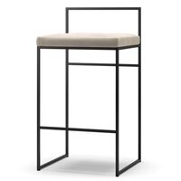 Barstol Med Rygstøtte 80 cm Sort/Beige Fløjl