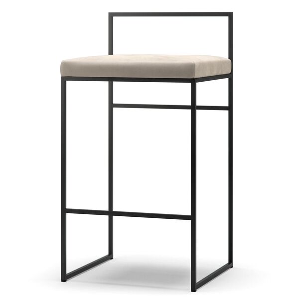 Bar Stool with Backrest 80 cm Black/Beige Velvet
