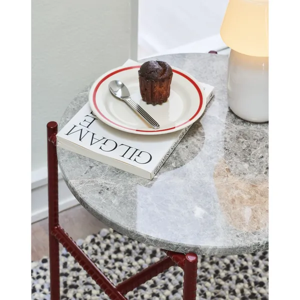 Rebar Side Table Ø45 Beige Marble