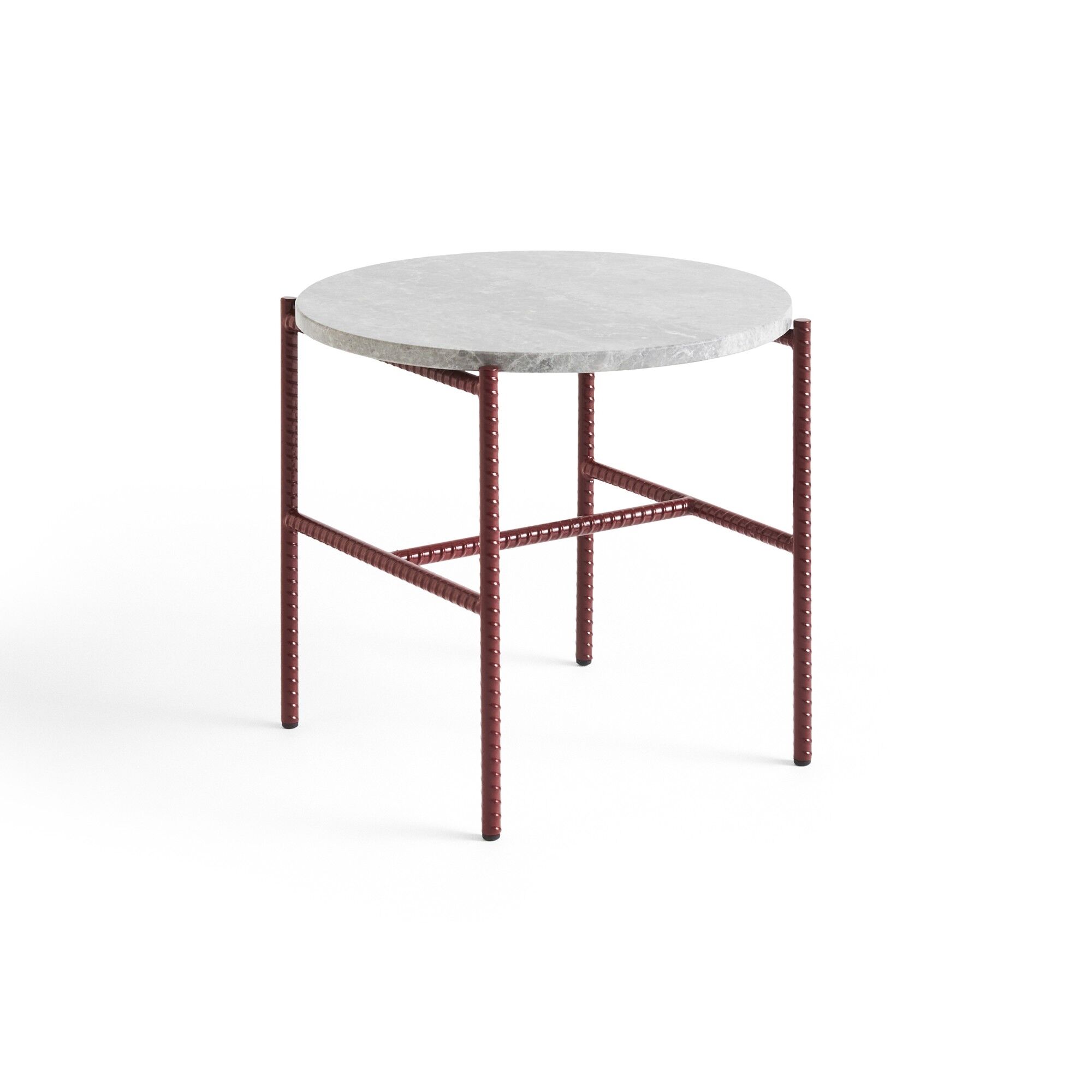 Table d'appoint Rebar Ø45 en marbre Rouge/ Gris