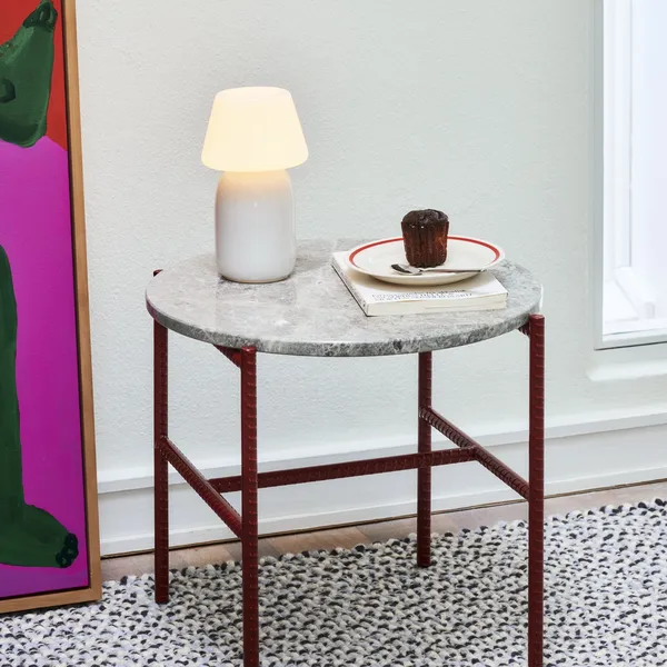 Rebar Side Table Ø45 Red/ Gray Marble