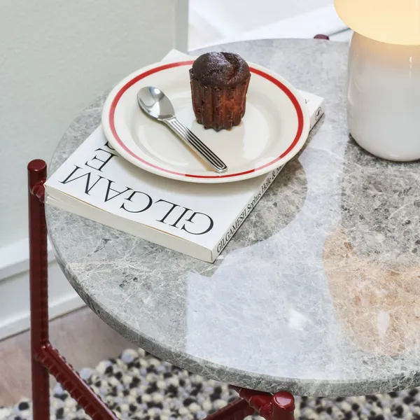 Rebar Side Table Ø45 Red/ Gray Marble