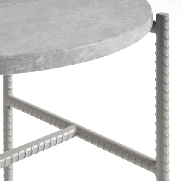Rebar Side Table Ø45 Gray Marble