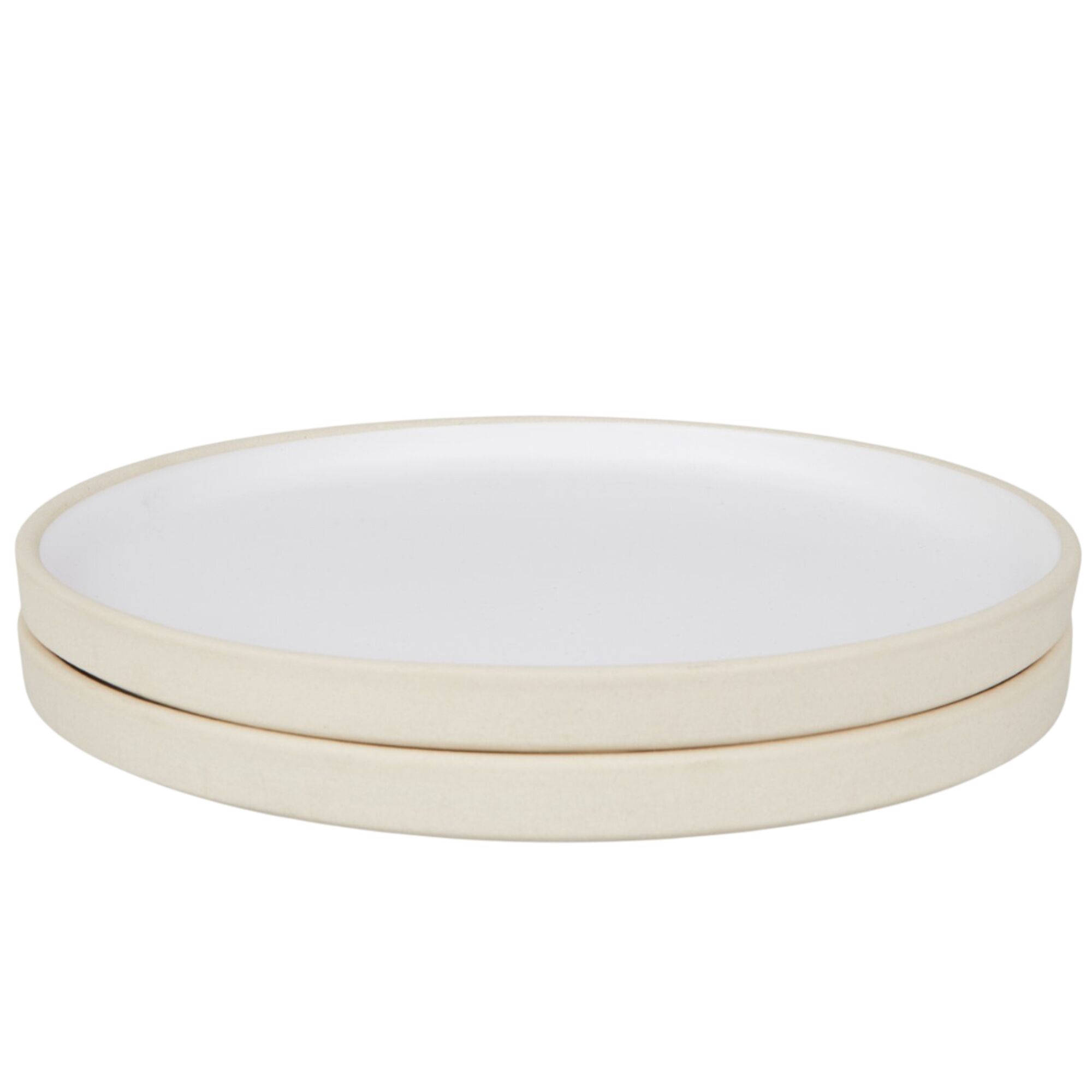 Lot de 2 Grand Assiettes en Céramique Blanc Otto