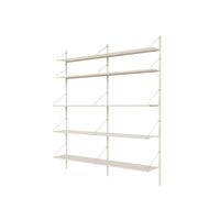 Shelf Library Double Section Bookcase 185.2x80 Warm White