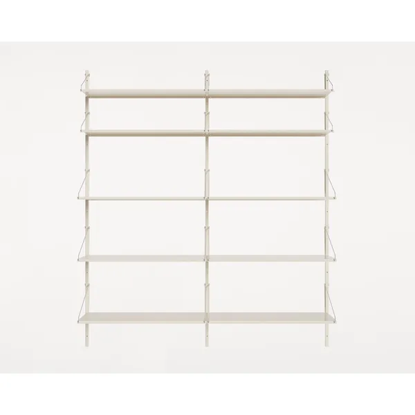 Shelf Library Double Section Bookcase 185.2x80 Warm White