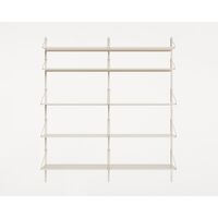 Shelf Library Double Section Bookcase 185.2x80 Warm White