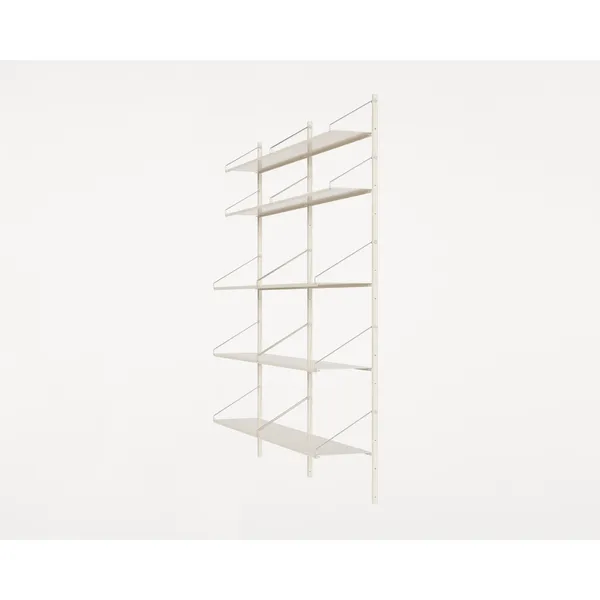 Shelf Library Double Section Bookcase 185.2x80 Warm White