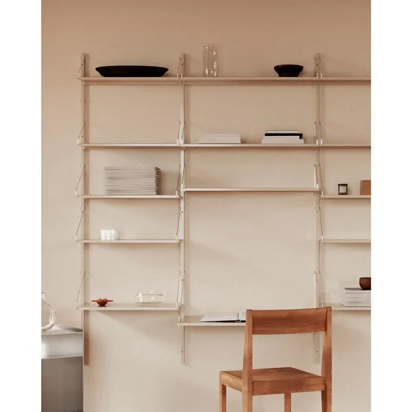 Shelf Library Double Section Bookcase 185.2x80 Warm White