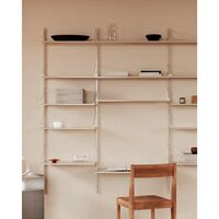 Shelf Library Double Section Bookcase 185.2x80 Warm White