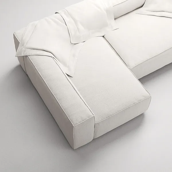 Grand 3-sitssoffa Divan Vänster Steam/Vit