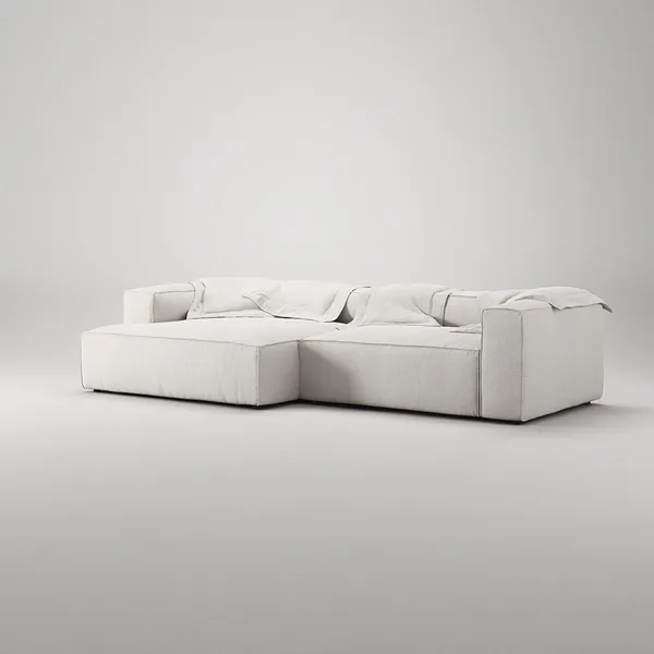 Grand 3-seters Sofa Sjeselong Venstre Damp/ Hvit