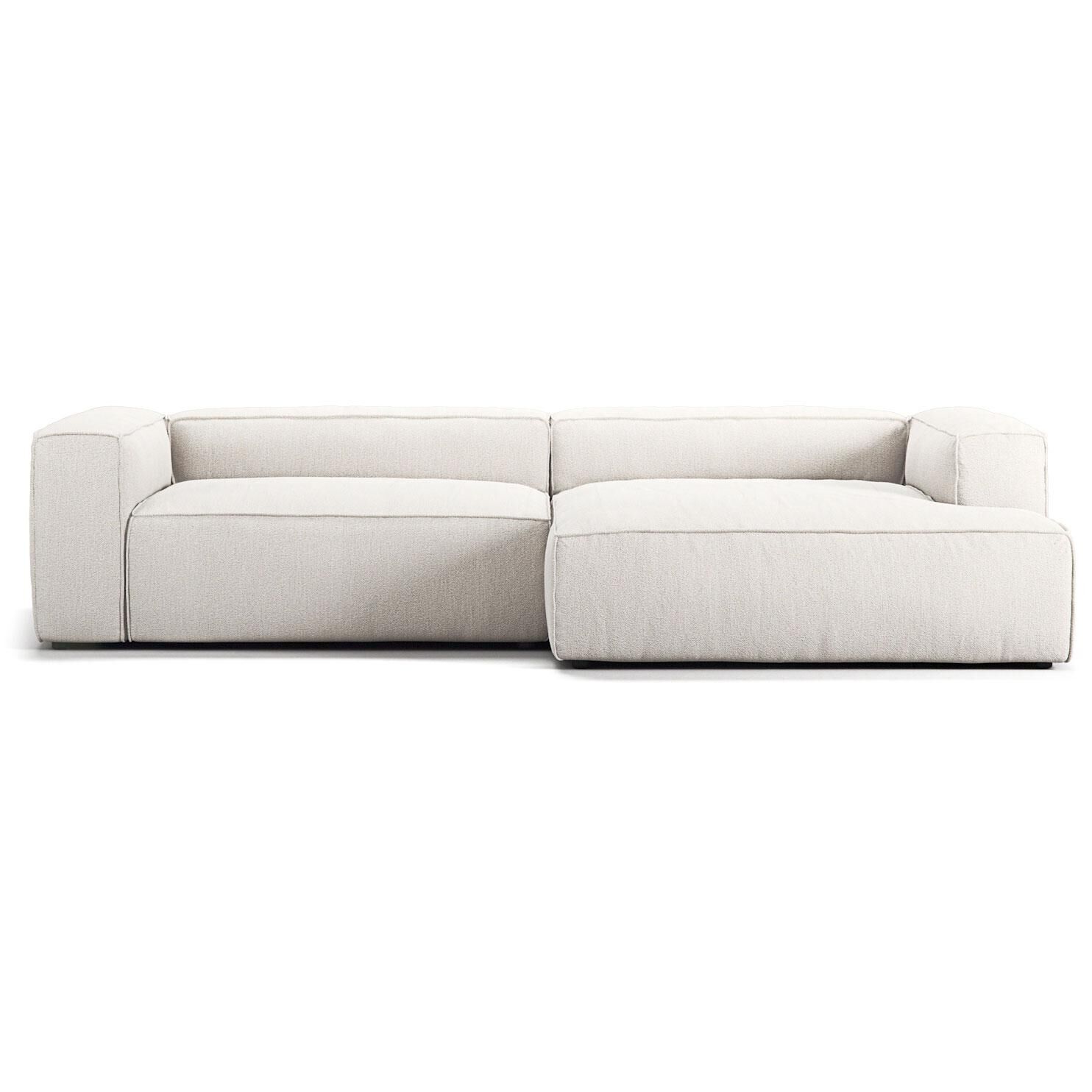 Grand Canapé 3 Places Chaise Longue Droite Vapeur/ Blanc