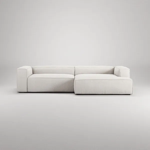Grand 3-seters Sofa Sjeselong Høyre Damp/ Hvit