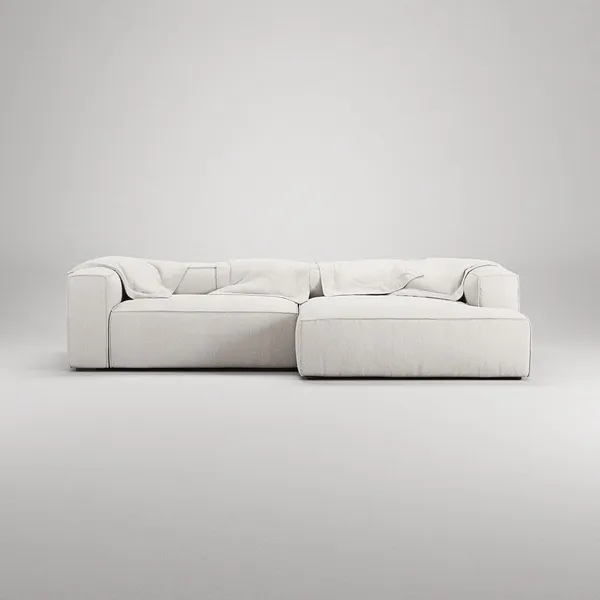 Grand 3-seters Sofa Sjeselong Høyre Damp/ Hvit