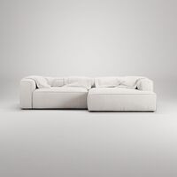 Grand 3-seters Sofa Sjeselong Høyre Damp/ Hvit