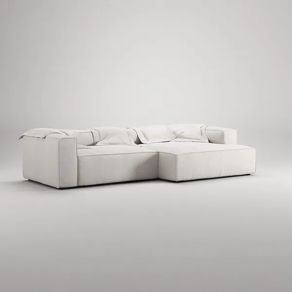 Grand 3-seters Sofa Sjeselong Høyre Damp/ Hvit