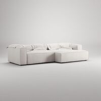 Grand 3-seters Sofa Sjeselong Høyre Damp/ Hvit